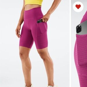 NWOT Fabletics Pink Bike Shorts High-Waisted Stretchy